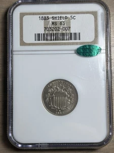 1883 Shield Nickel NGC MS63 Green CAC - Picture 1 of 4