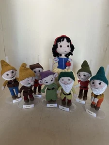 CROCHET Original SNOW WHITE & 7 DWARFS AMIGURUMI Soft Stuffed Dolls, Gift 13” - Picture 1 of 17