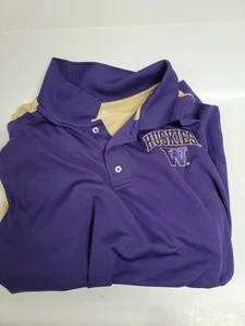 NWOT MEN'S Washington Huskies Polo Shirt Purple W/ Gold 2XL - Picture 1 of 3