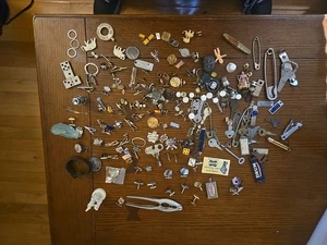  Lot Multiple Estates Keys Cufflinks Travel Pins Tie Bars Key Chains Jade AS IS - Picture 1 of 23