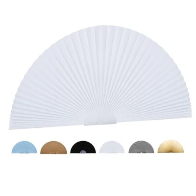 Arch Window Shade Curtains Half Circle Moon Pleated Fabric 36"W x 18"H, White - Image 1 of 4