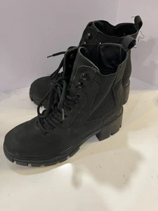 Mia Damen schwarz Kunstleder Schnürstiefelette hoch Kampfstiefel Größe 7M - Bild 1 von 7