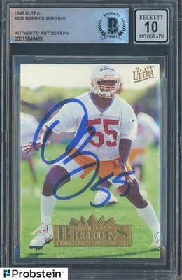 Derrick Brooks Signed 1995 Fleer Ultra #322 RC Rookie BGS BAS 10 AUTO - Image 1 of 2
