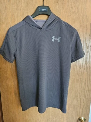 UNDER ARMOUR YOUTH YXL/JTG/EG, SHORT SLEEVE, HEAT GEAR, GRAY HOODIE, MINT! - Image 1 of 4