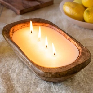 Wooden Dough Bowl Candle 10 Inch, Wooden Dough Bowl Soy Candle, Farmhouse Dou... - Bild 1 von 9