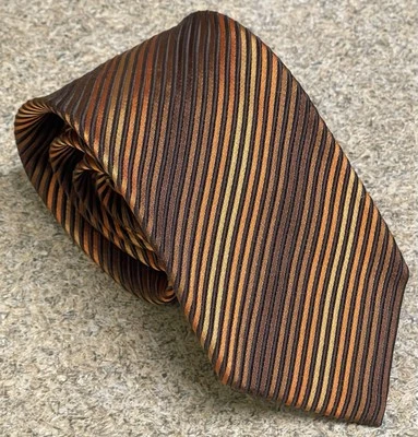 Corbata de Lujo PAL ZILERI Gruesa Seda Hecha en Italia Marrón Multicolor Rayas Foto 1 de 4