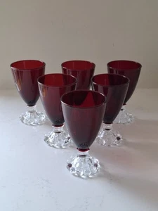 6 Rare Anchor Hocking Berwick Boopie Ruby Red Goblet Glasses - Picture 1 of 13