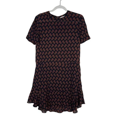 ALC Womens Silk Floral Flounce Hem Shift Dress Black Lightweight Career Size 6 - Image 1 of 4