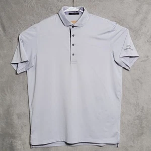 Greyson Polo Shirt Mens Size Large White Purple Horizontal Striped Stretch Golf - Picture 1 of 9
