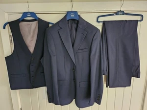 Moss Bross Men's Blue Suit 3 Piece Regular Fit - Picture 1 of 5