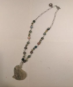 Stone bead and large stone pendant necklace 20 inch - Picture 1 of 6