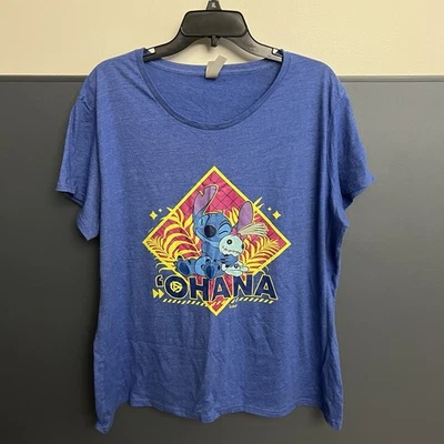 Camiseta Disney Lilo & Stitch Ohana Azul Talla 2xl 50% Algodón 50% Poliéster Foto 1 de 4