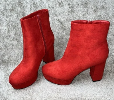 Botines con plataforma de tacón alto de gamuza roja talla 9 de Top Moda Foto 1 de 4