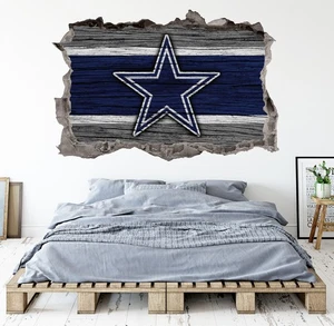 Dallas Cowboys Wandbild Aufkleber Logo 3D Smashed Football Druck Dekor Sticker - Bild 1 von 1
