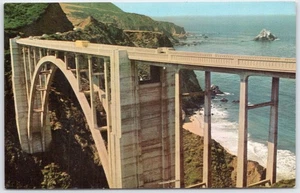 Vintage Bixby Bridge Postkarte Big Sur Kalifornien malerisches Wahrzeichen - Bild 1 von 2