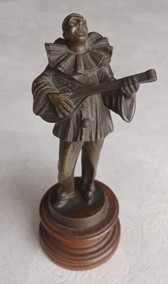 Statuette Bronze Patiné Pierrot arlequin Signé ROLLIN 17cm - Photo 1/4