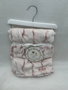 Adirondack Baby Ribbon Fleece Blanket Infant Girls Pink Bow Ribbons Bow NEW - Picture 1 of 12