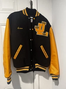 Vintage Neff Jonathan Law High School Cross Country Baseball Jacket L Milford CT - Picture 1 of 24