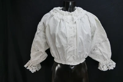 Gr.42 Dirndlbluse weiß Bluse für Dirndl HV Baumwolle Spitze Stickerei B11476 - Bild 1 von 4