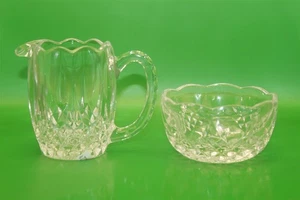 LEAD CRYSTAL CREAMER + OPEN SUGAR BOWL SET NO BOX (READ) - Picture 1 of 3