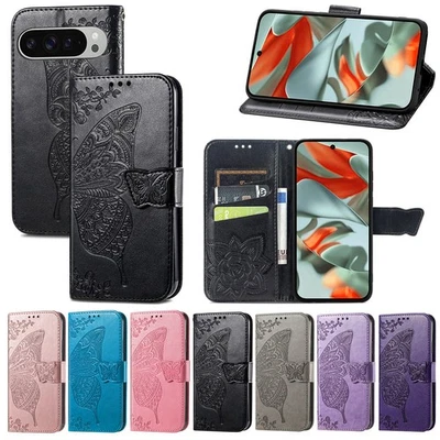 Butterfly Leather Case For Google Pixel 10 9 Pro XL 8 7A 8A 6A 7 9A Wallet Cover - Image 1 of 4