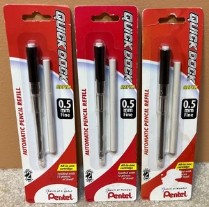 3 PENTEL Quick Dock Mechanical Pencil Refill 0.5mm Fine Lead &Eraser Refills DQ5 - Picture 1 of 2
