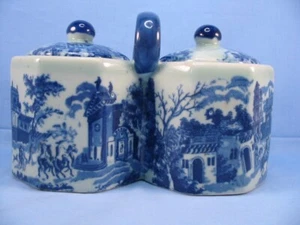 Victoria Ware Ironstone Flow blau geteilt Schalen mit Griff; Deckel antik - Bild 1 von 16