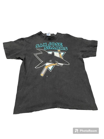 Vintage 90s San Jose Sharks T-Shirt NHL Ice Hockey Single Stitch Sz L Cover