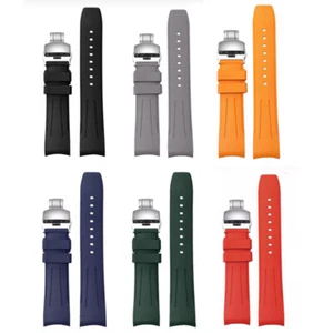 Gebogenes Ende FKM Kautschuk Uhrenarmband Ersatz Uhrenarmband 18 19 20 21 22 24 mm - Bild 1 von 22