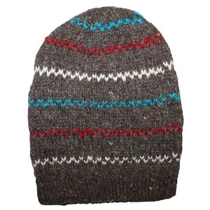 Gorro de lana oversize estampado de rayas 02 gris multicolor cálido gorro de punto - Imagen 1 de 6