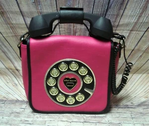 Betsey Johnson CALL ME BABY Hotline TELEPHONE PURSE Hot Pink & Black NWOT - Picture 1 of 11