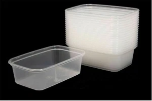 250 x 750ml Microwave Plastic Food Takeaway Heavy Duty Containers with Lids - Picture 1 of 5