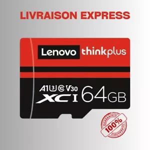 Carte Mémoire 64 Go Micro SD Lenovo pour Téléphone, Ordinateur, PS4, PS5 Switch - Photo 1/4