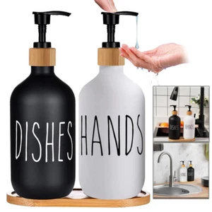 Pump Flasche Tablett Set Seifenspender Flüssigseifen Spender Lotionspender 500ml - Bild 1 von 44