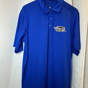 Holloway Copart Racing Polo Shirt Autographed Striped Golf Activewear Mens Large - Picture 1 of 9