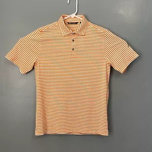 Cutter & Buck Golf Shirt Mens Small Ditch Cup Polo Logo Orange Striped NWTs - Picture 1 of 13