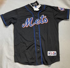 Majestic New York Mets Men's Baseball Jersey Black Short Sleeve Regular-Fit