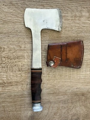 Hacha de hacha de cuero apilada Ka-Bar EE. UU. VINTAGE con funda marrón Foto 1 de 4