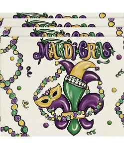 Iris Jewelry Carnival Mardi Gras Placemats Set of 4 For Dining Table 12” x 18” - Picture 1 of 10