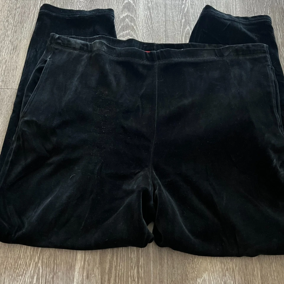 Liz Claiborne 黑色天鹅绒直筒裤弹性腰袋 M — 第 1/3 张图片