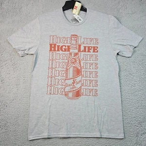 Miller High Life Beer Shirt Mens Medium Gray Brew Vintage Label Draft Biker NWT - Picture 1 of 10