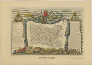 Hand Colored Antique Map of the Department of Oise, France - Picture 1 of 1