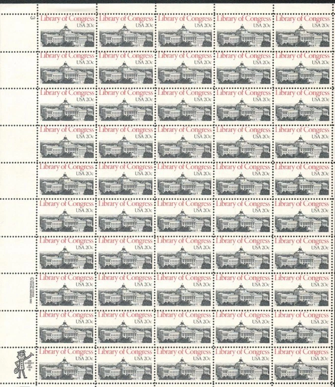 SCOTT 2004 LIBRARY OF CONGRESS 20 CENT M  NH  FULL SHEET  OF 50 - Image 1 of 1