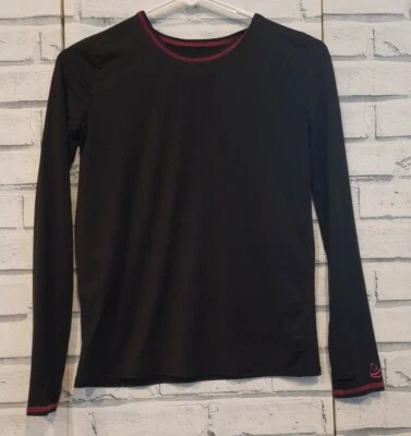 Top Cuddl Duds negro con agujeros para el pulgar rosa manga larga capas niñas talla XL Foto 1 de 4