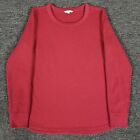 LL Bean Sweater Womens XL Red Tight Waffle Knit Outdoor Casual Stretch Pullover