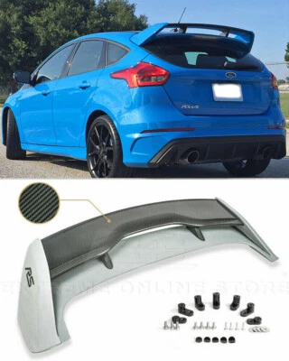 For 13-18 Ford Focus Hatchback RS Style with RISER KIT CARBON FIBER Rear Spoiler - Image 1 of 4