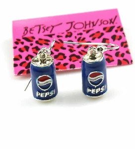 Cute New Silver Fashion Jewelry Enamel Pepsi Cola Can Charm Hook Dangle Earrings - Picture 1 of 4
