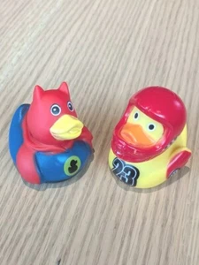 2 Rubber Duckie Jeep Duckings & Bath Time Floating Toy - Batman & Racing Duck  - Picture 1 of 7