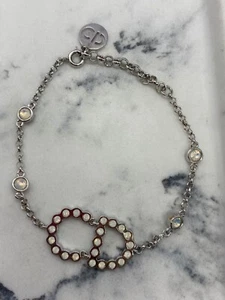 CHRISTIAN DIOR CD White Rhinestone Bracelet - Pre owned / KF3523 - Foto 1 di 4