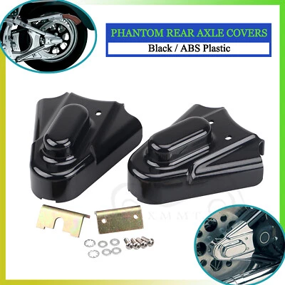 Black Rear Swingarm Axle Covers For Harley Fatboy Night Train Heritage Softail - Image 1 of 4